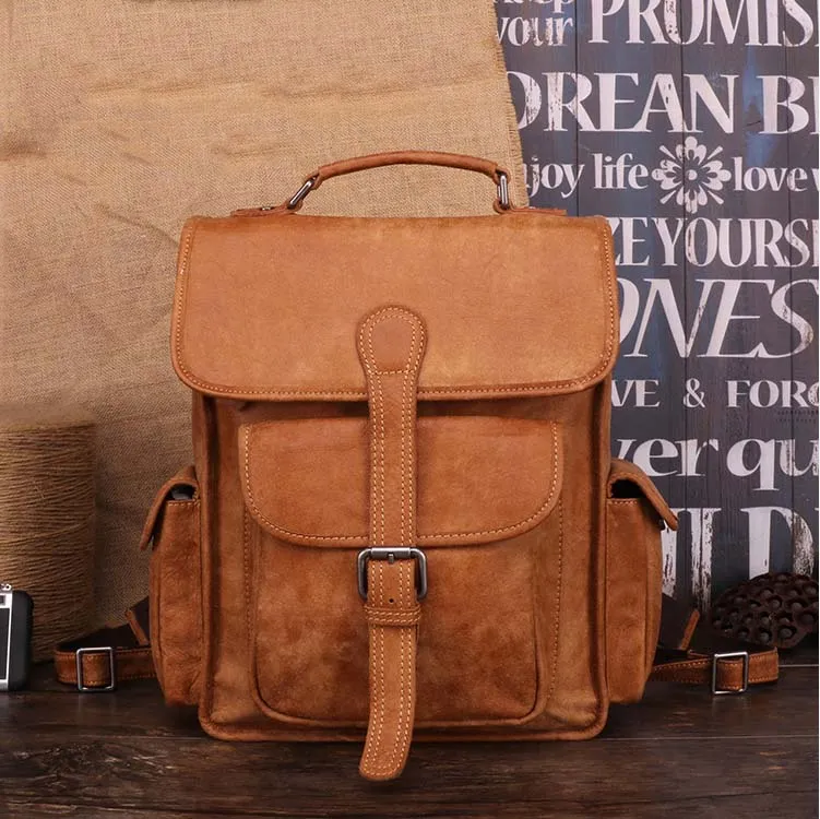 Men's Casual Backpack Leather Outdoor Bag Retro Travel Bag B11067