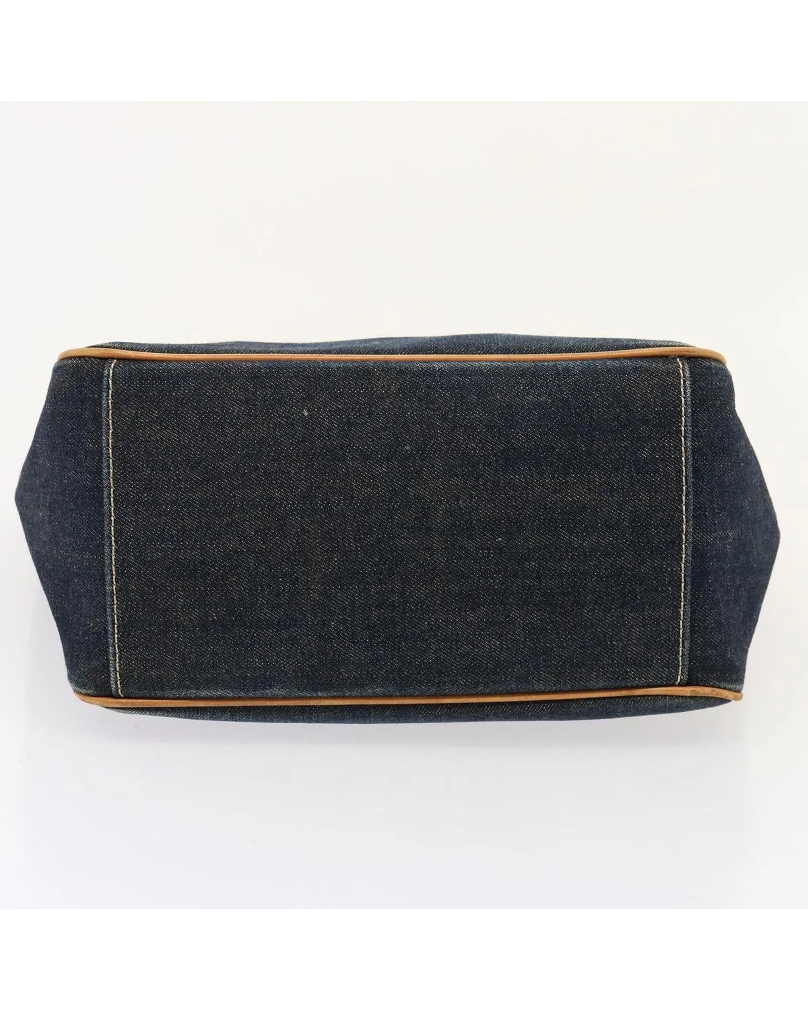 Navy Denim Hand Bag with Canvas Material and Accessories - Rank C