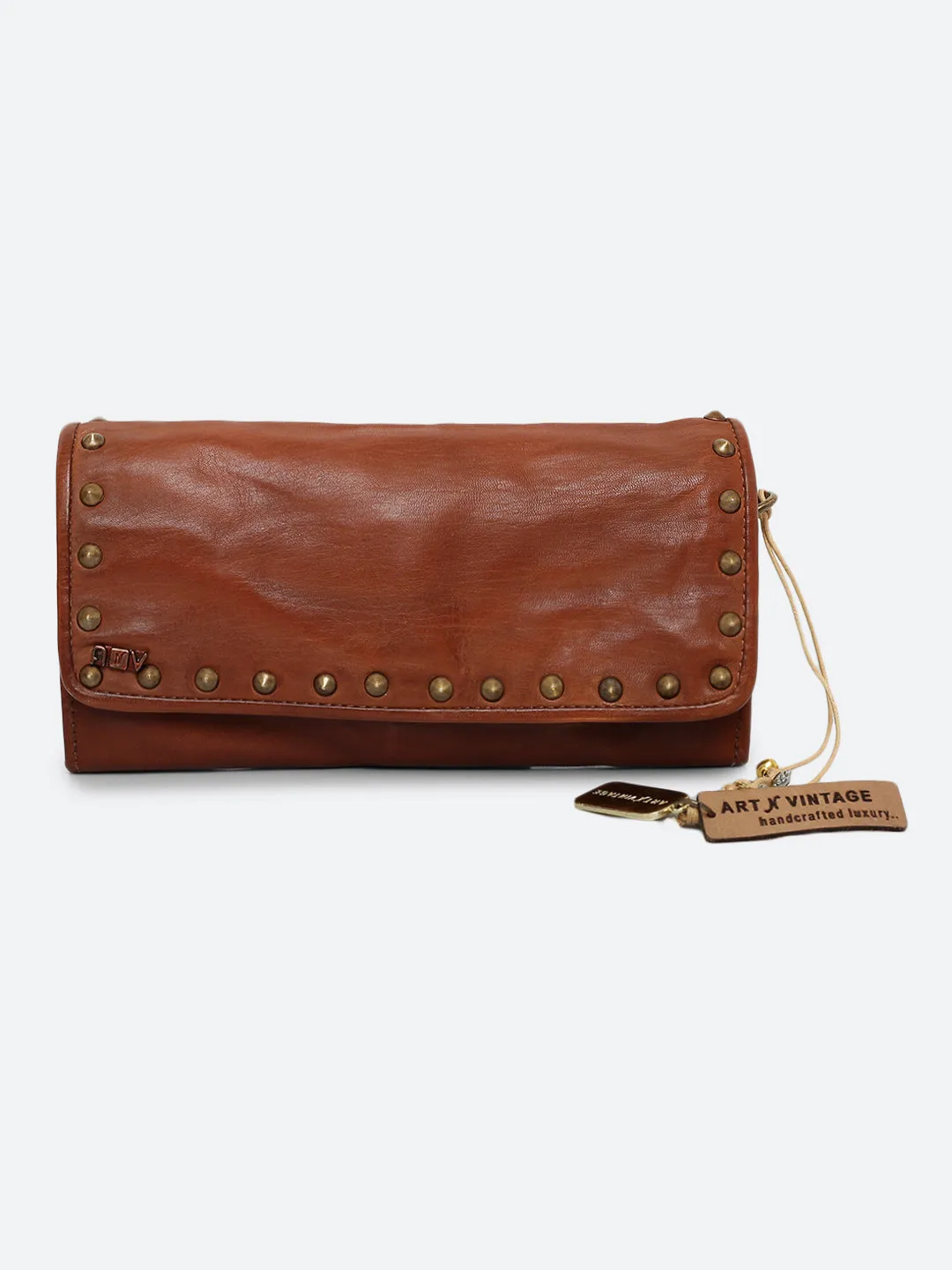 Olivia: Genuine Cognac Leather Mini Crossbody Bag