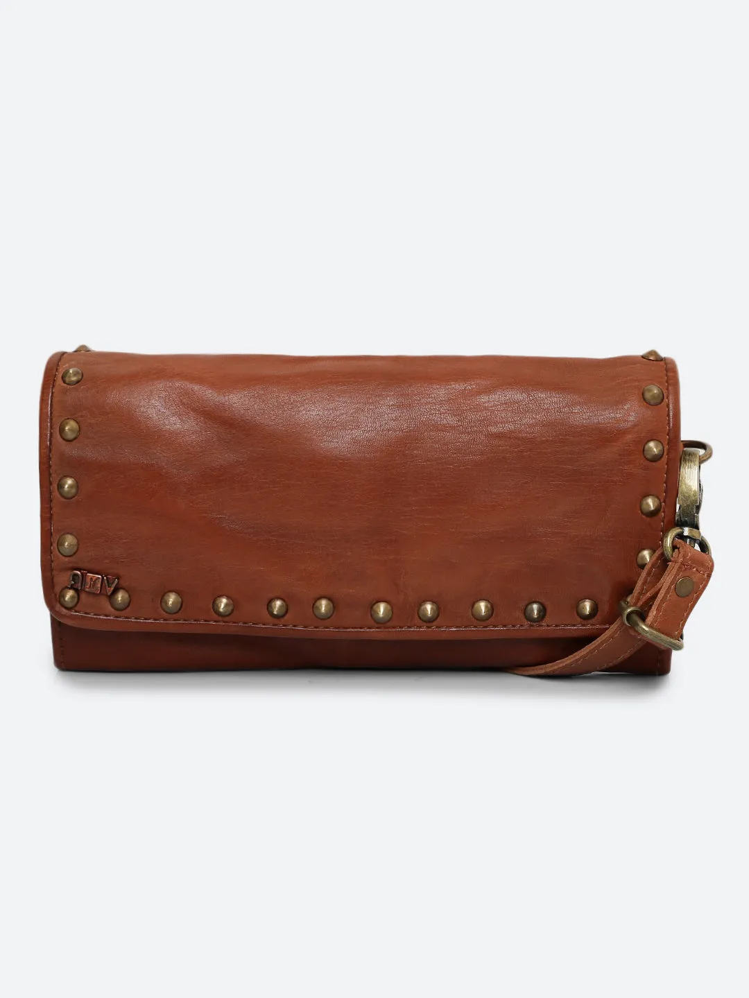 Olivia: Genuine Cognac Leather Mini Crossbody Bag