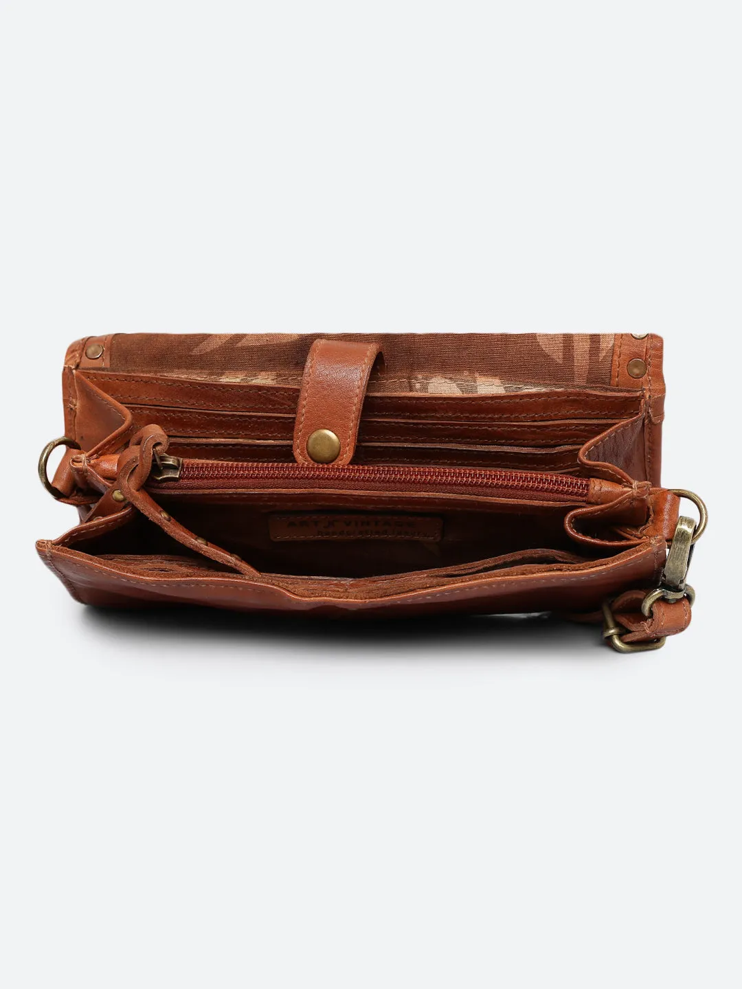 Olivia: Genuine Cognac Leather Mini Crossbody Bag