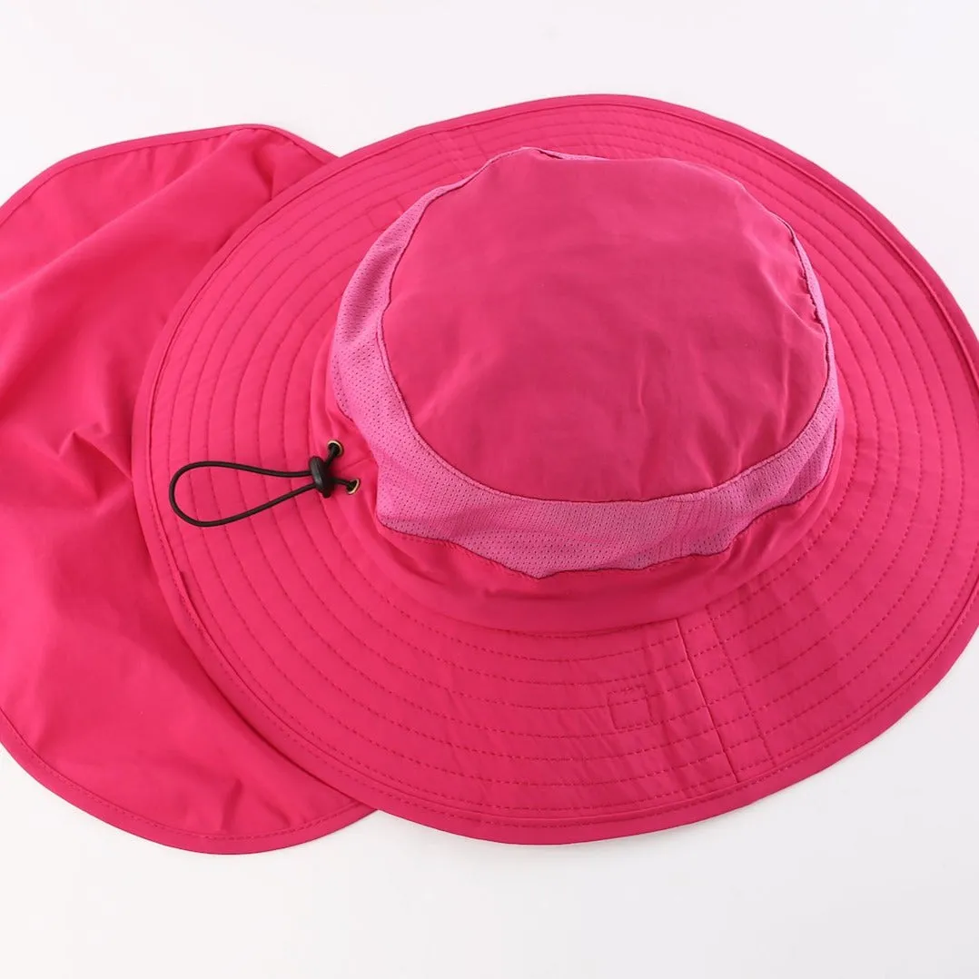 Outdoor UPF50  Mesh Sun Hat Wide Brim Fishing Hat with Neck Flap