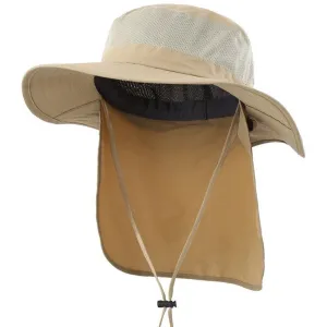 Outdoor UPF50  Mesh Sun Hat Wide Brim Fishing Hat with Neck Flap