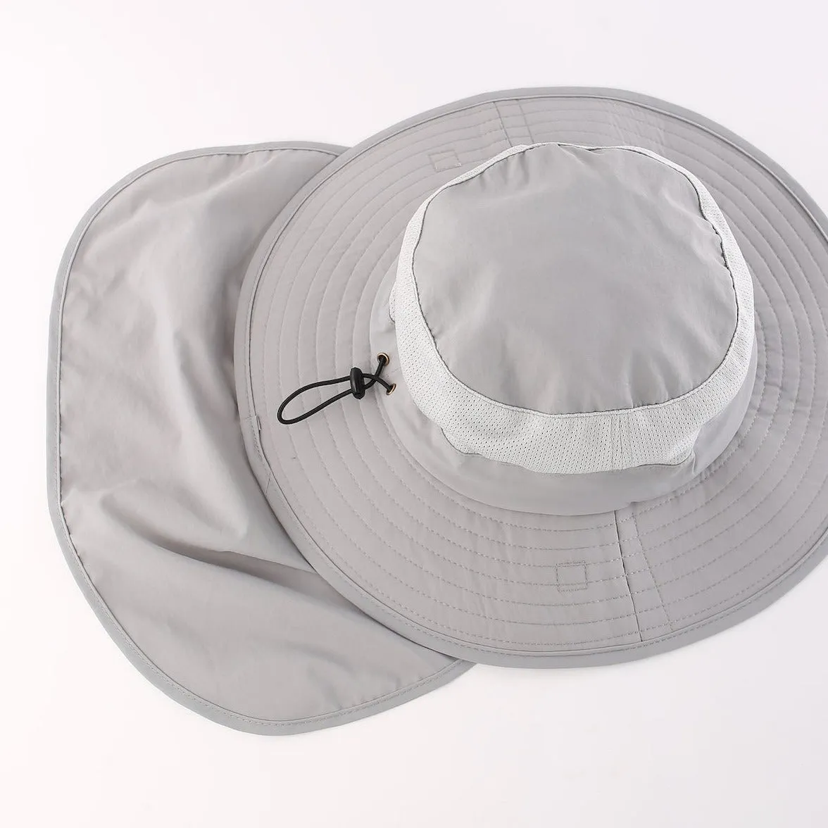 Outdoor UPF50  Mesh Sun Hat Wide Brim Fishing Hat with Neck Flap