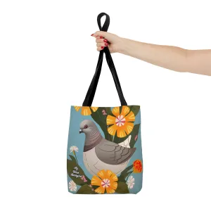 Pigeon and Yellow Flowers, Tote Bag for Everyday Use - Durable and Functional