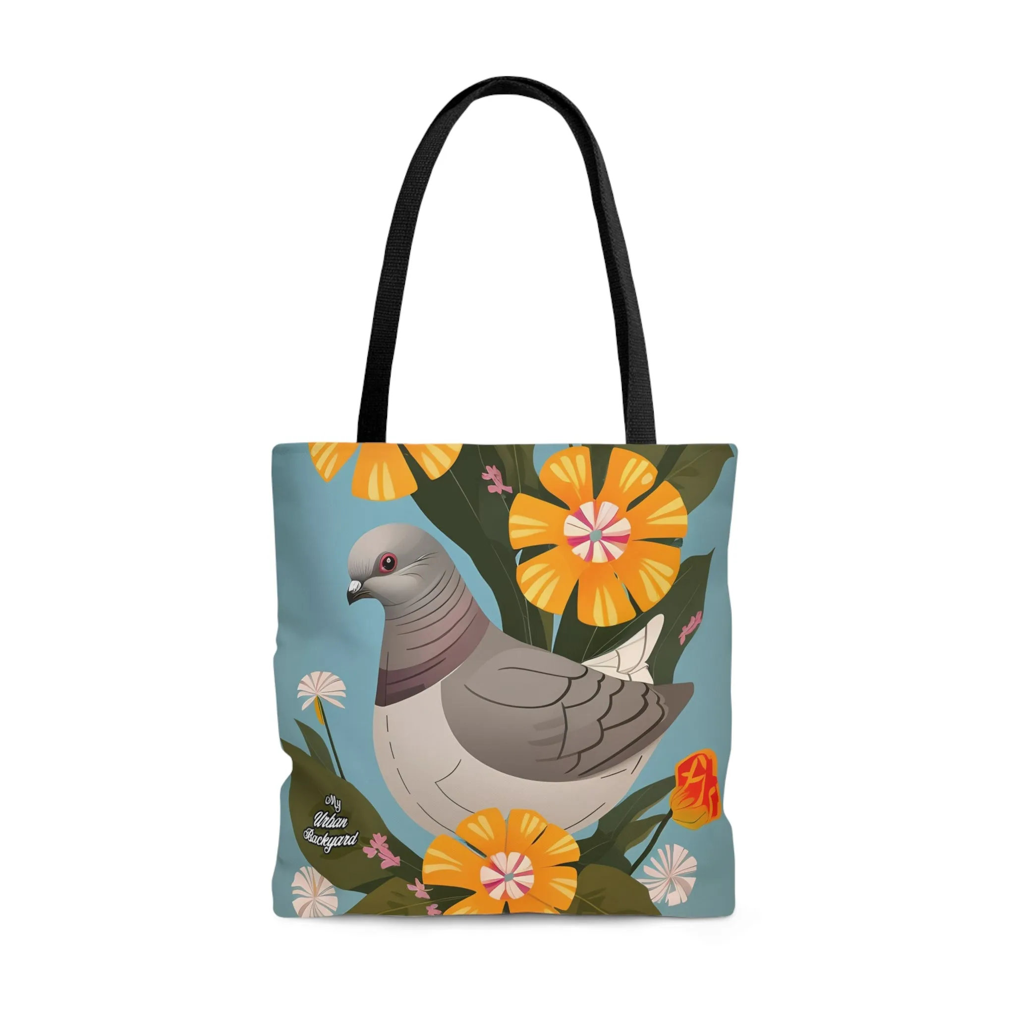 Pigeon and Yellow Flowers, Tote Bag for Everyday Use - Durable and Functional