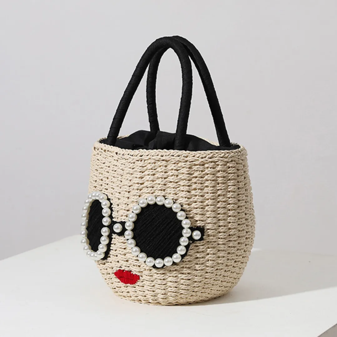 Pre Order: Cute Cartoon Woven Bucket Handbag