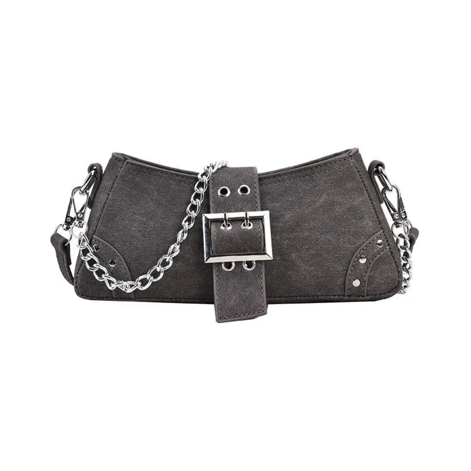 Pre Order:  Denim Faux Leather Small Shoulder Chain Bag