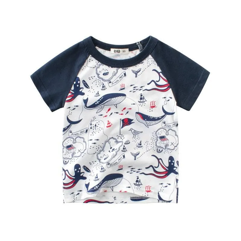 Premium Boy's Casual Tee with Shark Pattern