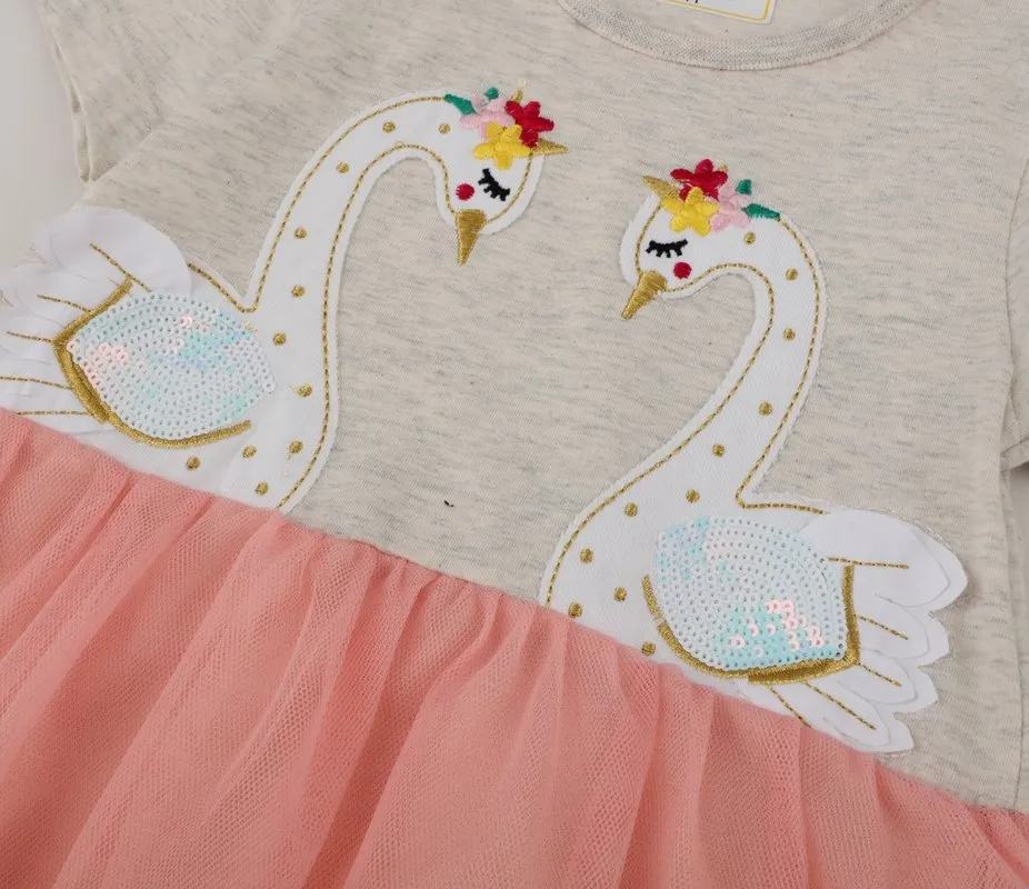 Premium Toddler Girl's Swan Print Design Dress