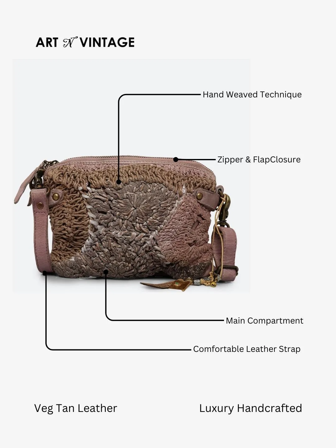 Quail Leather Hand Work Sling Bag