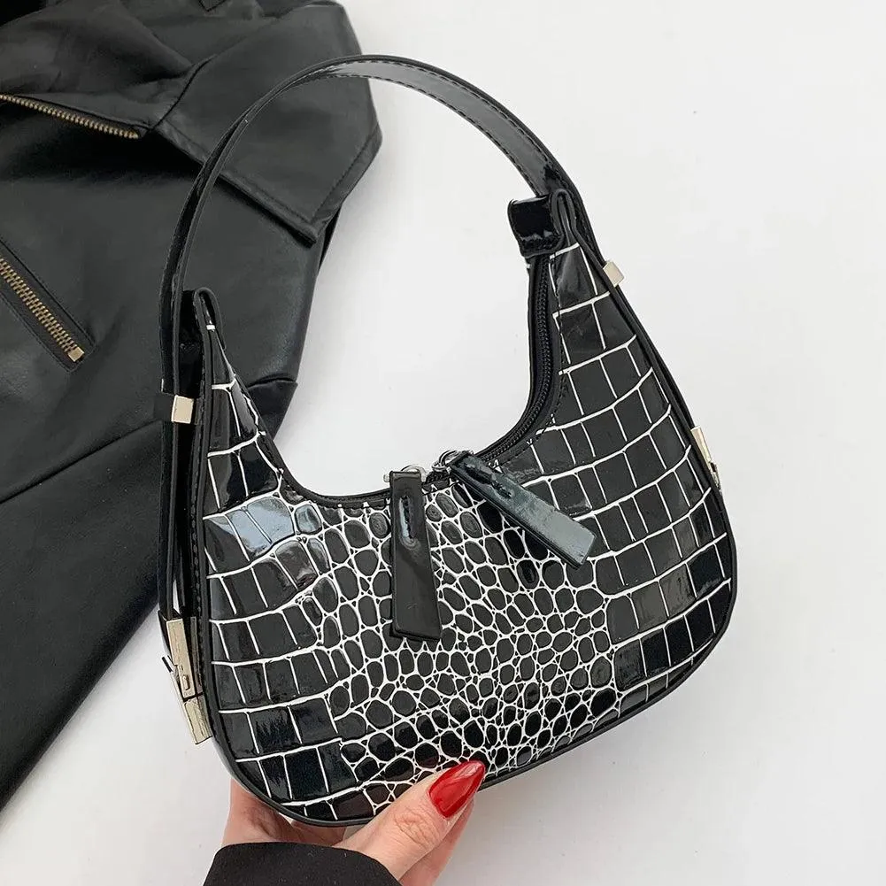 Retro Crocodile Print Chic Shoulder Bag