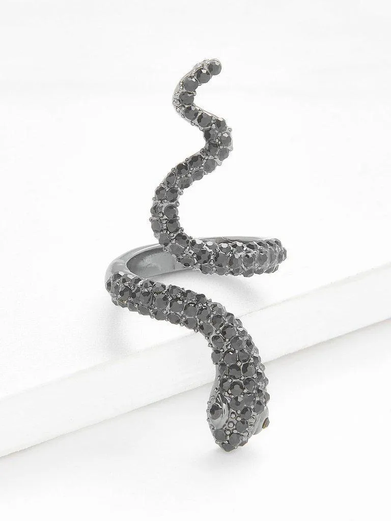 Rhinestone Snake Design Cute Ring