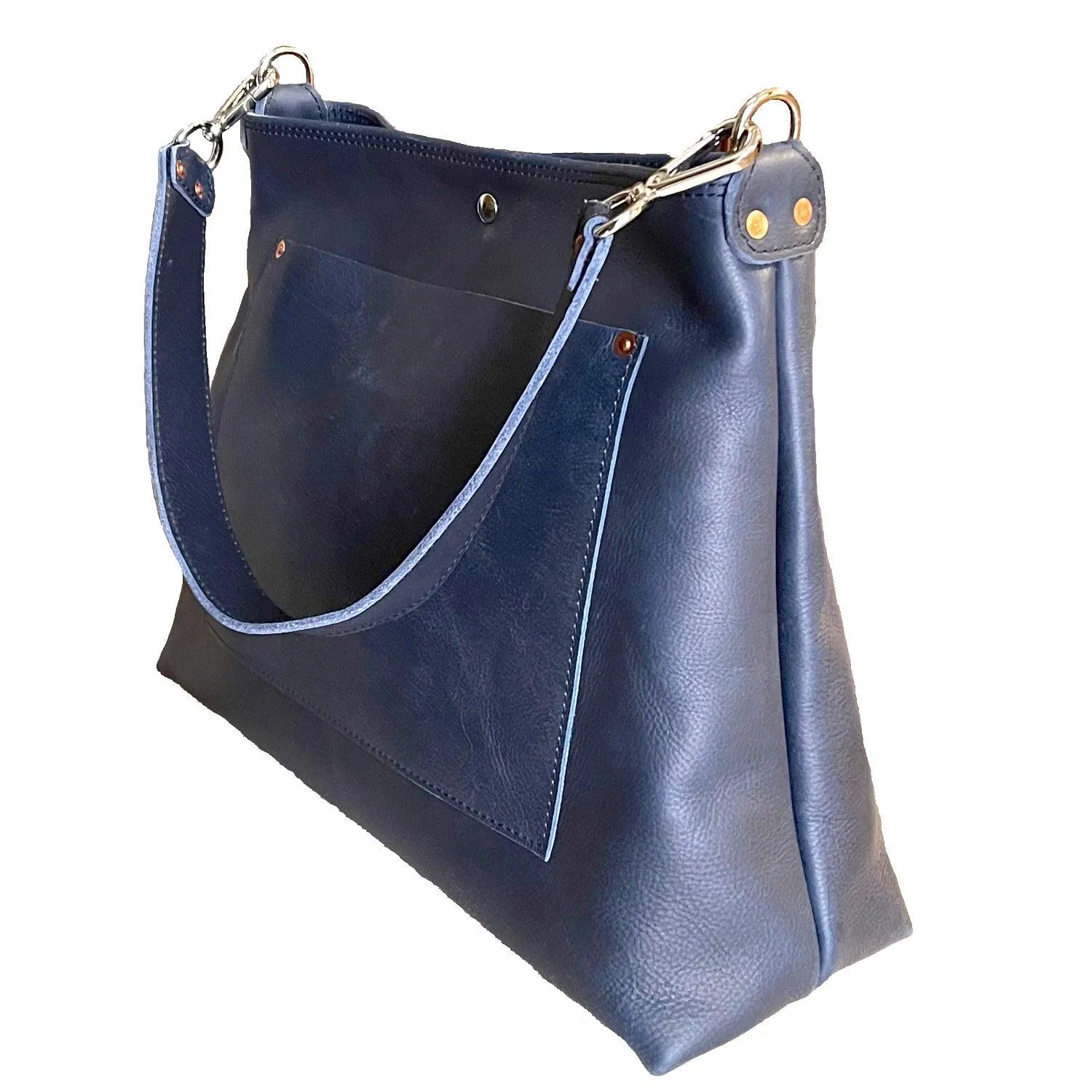 RTS - Bell Leather Shoulder Bag in Navy