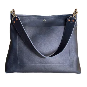 RTS - Bell Leather Shoulder Bag in Navy