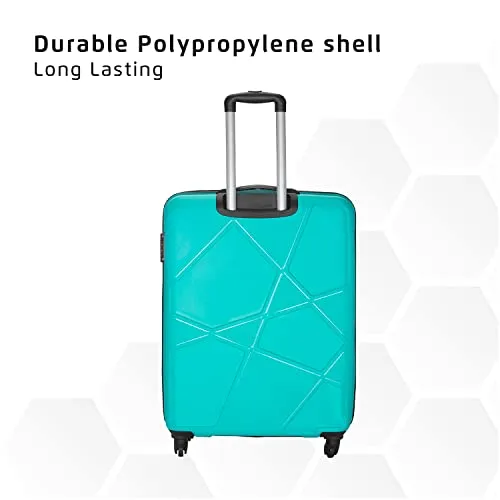 Safari Pentagon 55 Cms Small Cabin Polypropylene Hard Sided 4 Wheels 360 Degree Wheeling System Luggage/Suitcase/Trolley Bag, Cyan Blue