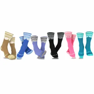 TeeHee Socks Women's Casual Polyester Crew Nordic 6-Pack (11193)