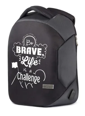 THE CLOWNFISH Be Brave Anti Theft Laptop Backpack with USB Charging Port and 365 Days Warranty 15.6 inch Laptop Backpack (Black)