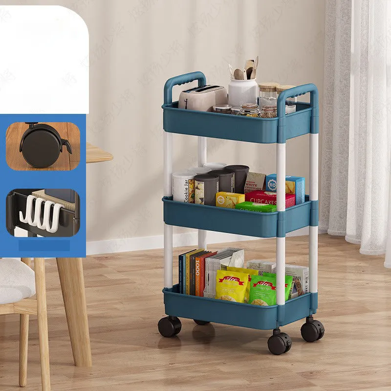 Three-tiered mobile storage rack that can be placed on the floor, HG0148