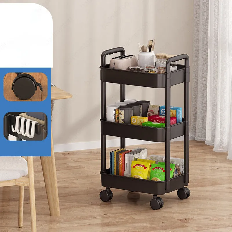 Three-tiered mobile storage rack that can be placed on the floor, HG0148