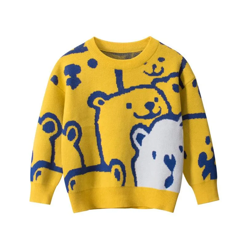 Toddler 2 Colors Bear Print Sweater