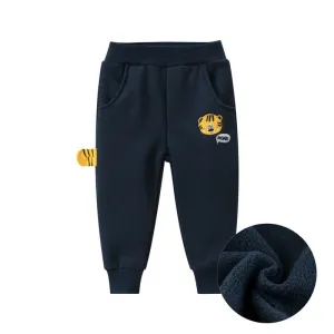 Toddler Boy's Dark Blue Tiger Design Pants