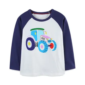 Toddler/Kid Boy Colorful Vehicle Print Long Sleeve Shirt