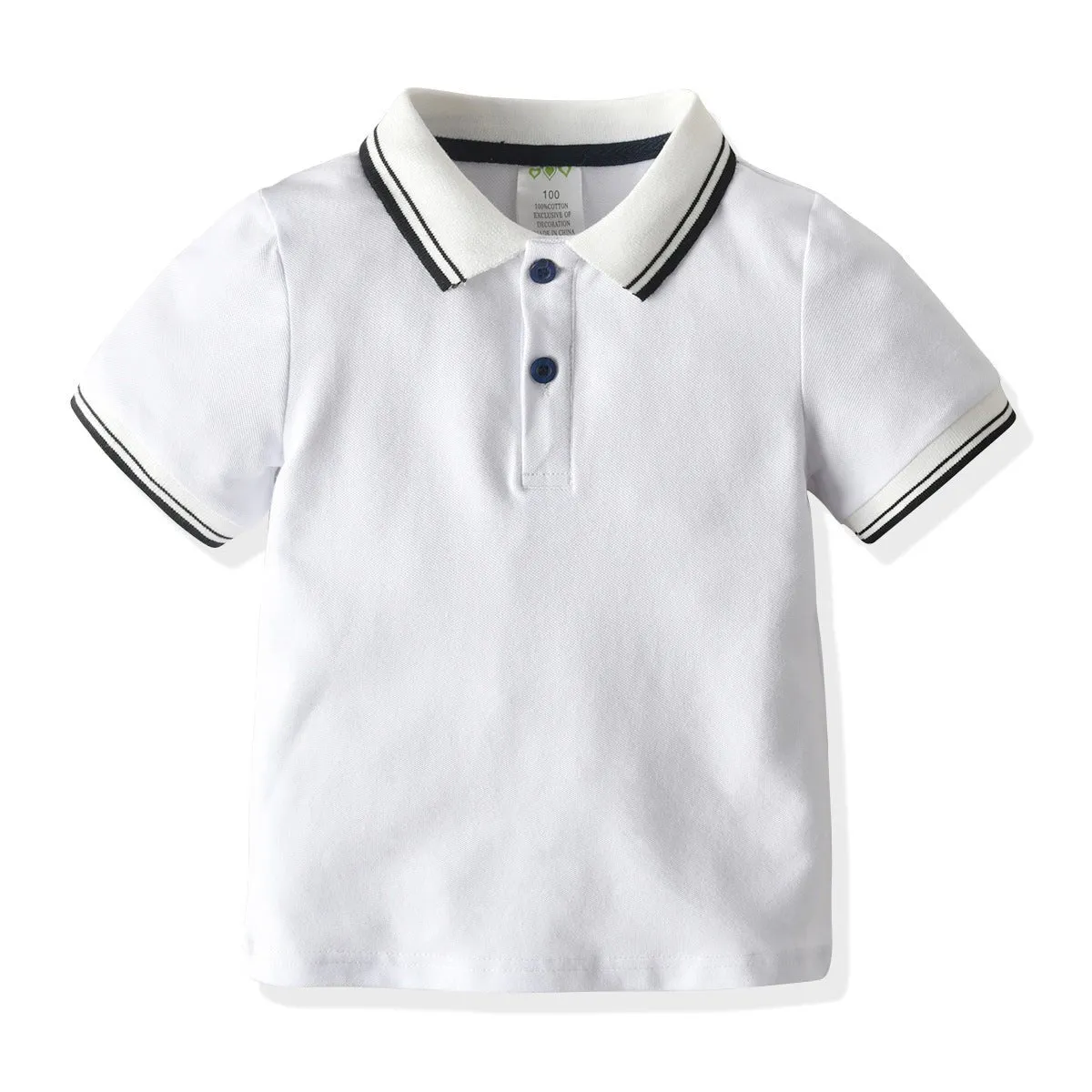 Toddler/Kid Boy White Polo Cotton Shirt