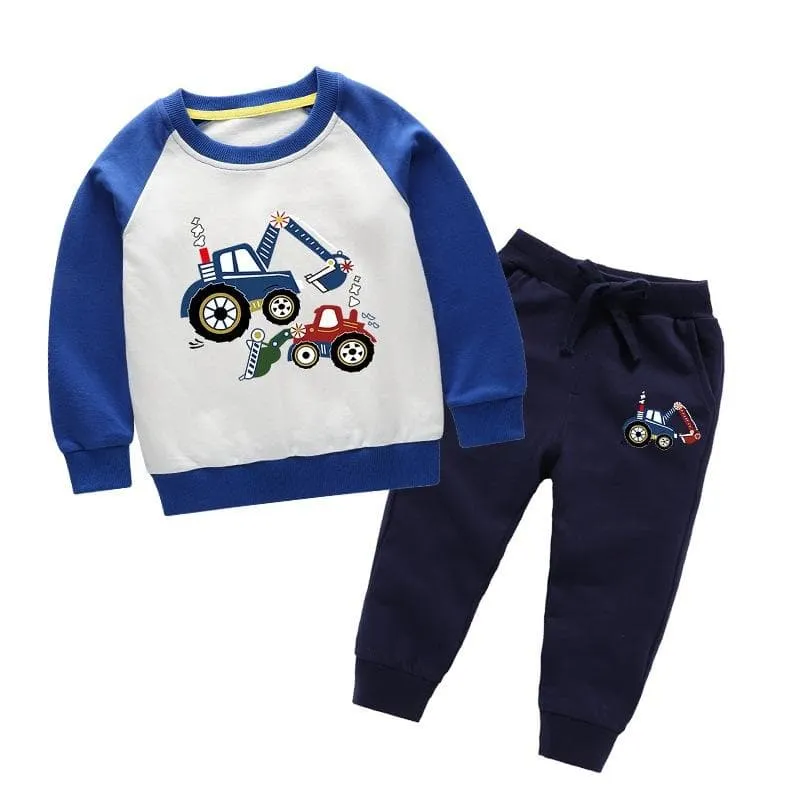 Toddler/Kid Boy's Cartoon Cars Print Sweatshirt and Pants Set (3 colors)