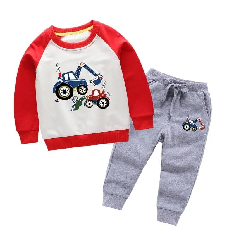 Toddler/Kid Boy's Cartoon Cars Print Sweatshirt and Pants Set (3 colors)