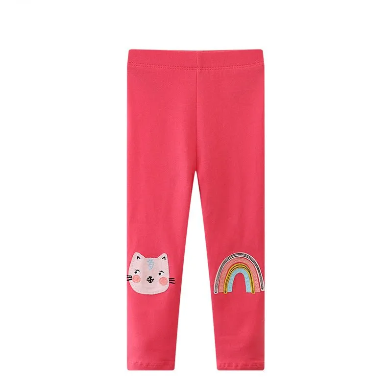 Toddler/Kid Girl Cat   Rainbow Patch Leggings