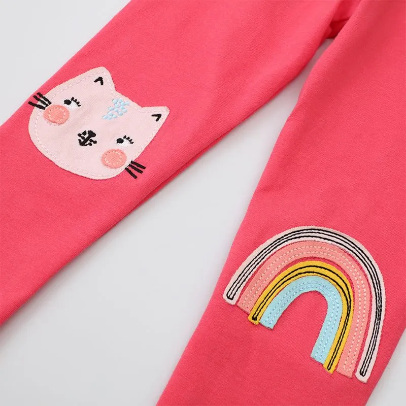 Toddler/Kid Girl Cat   Rainbow Patch Leggings