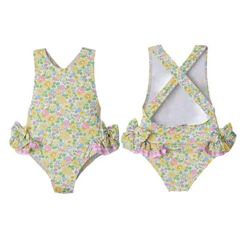 Toddler/Kid Girl Floral   Hearts Print One-Piece Swimsuit (2 Designs)