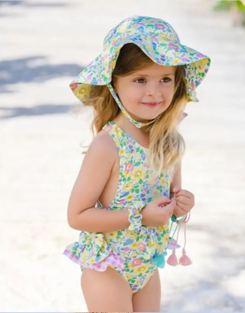 Toddler/Kid Girl Floral   Hearts Print One-Piece Swimsuit (2 Designs)