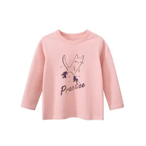 Toddler/Kid Girl Skating Cat Print Pink Long Sleeve Shirt