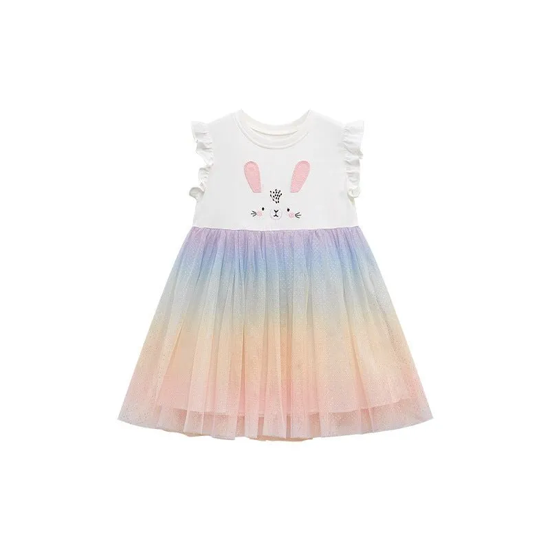 Toddler/Kid Girl's Bunny Print Design Summer Princess Dress