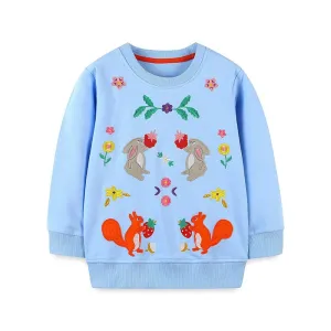 Toddler/Kid Girl's Cartoon Rabbits and Foxes Design Sweatshirt