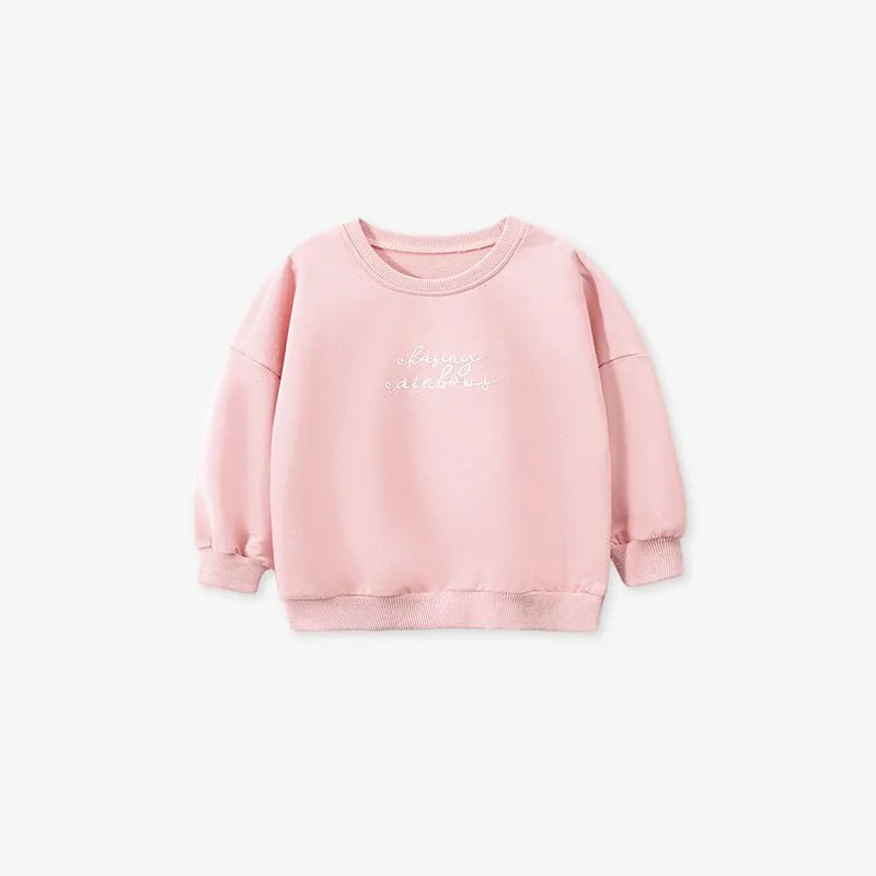 Toddler/Kid Girl's Cotton Pink Sweatshirt with Flared Leggings