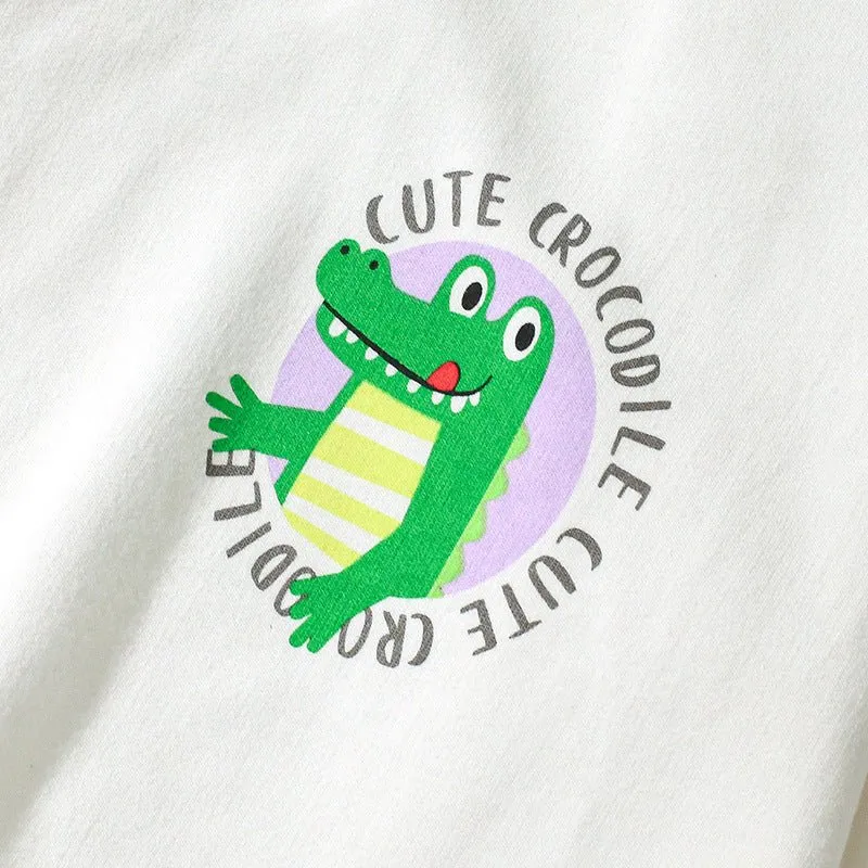 Toddler/Kid Girl's Cute Crocodile Print Design Sweatshirt with Leggings Set