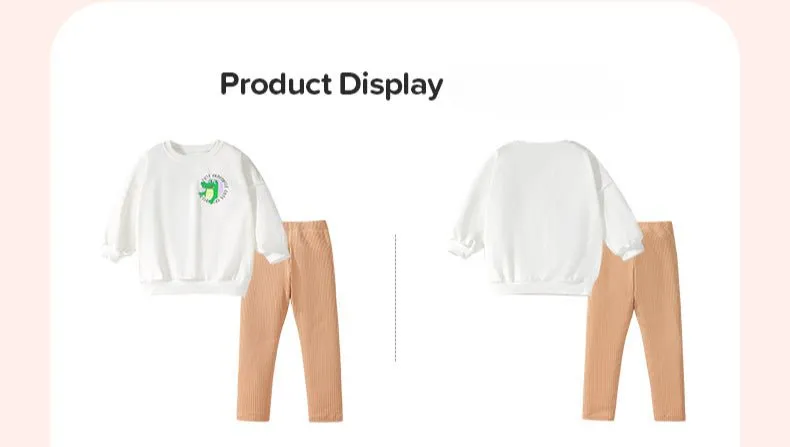 Toddler/Kid Girl's Cute Crocodile Print Design Sweatshirt with Leggings Set