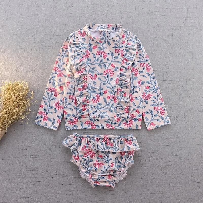 Toddler/Kid Girl's Floral Print 2-Piece Swimsuit (3 designs)