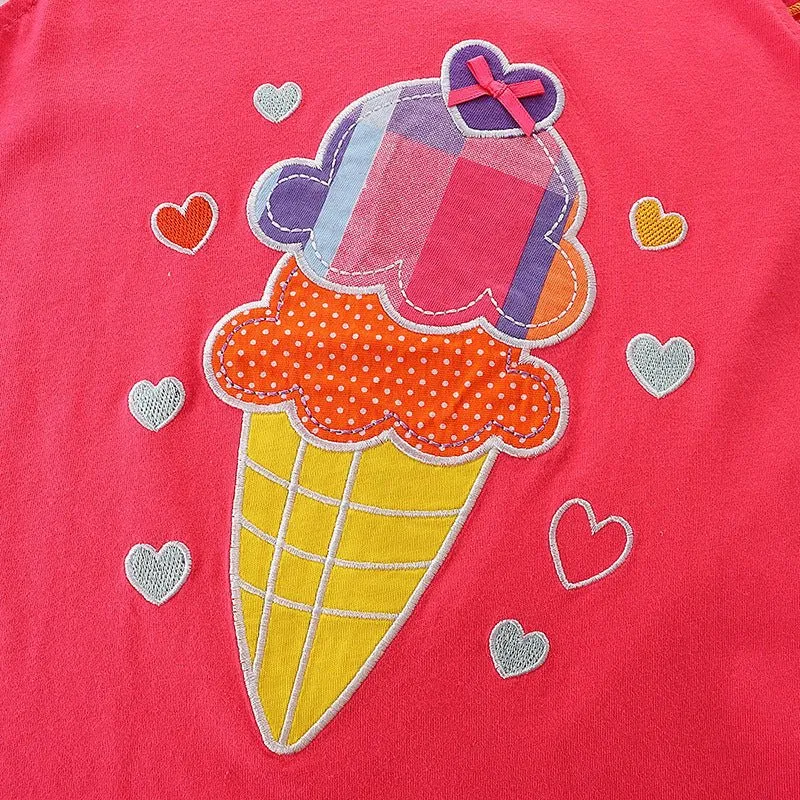 Toddler/Kid Girl's Ice Cream Print Tee with Shorts Set