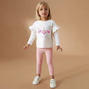 Toddler/Kid Girl's Long Sleeve Ballet Girls Print Design T-Shirt with Leggings Set