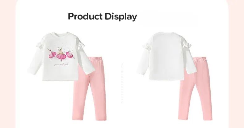 Toddler/Kid Girl's Long Sleeve Ballet Girls Print Design T-Shirt with Leggings Set