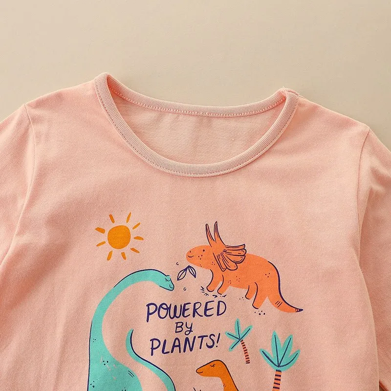 Toddler/Kid "Powered By Plants" Dinosaurs Long Sleeve Shirt