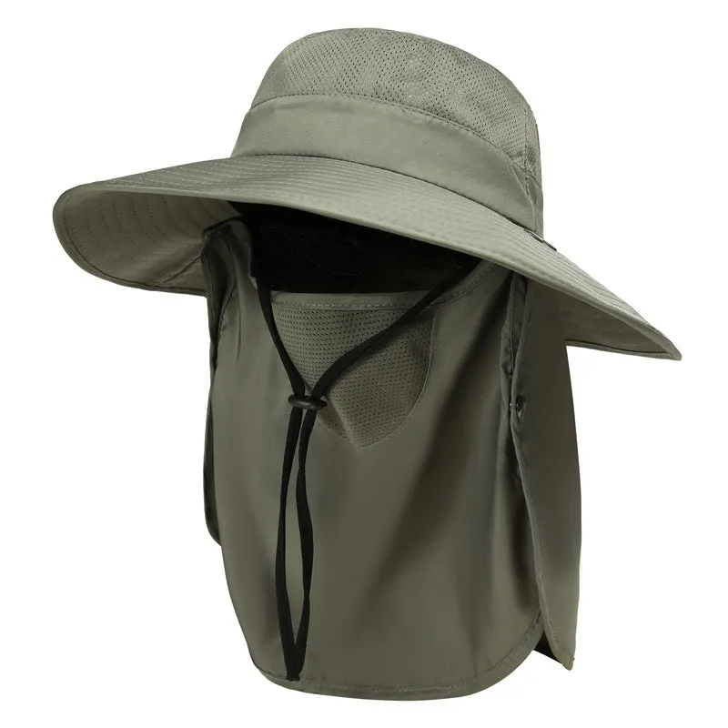 UPF 50  Wide Brim Fishing Hat with Face Neck Flap