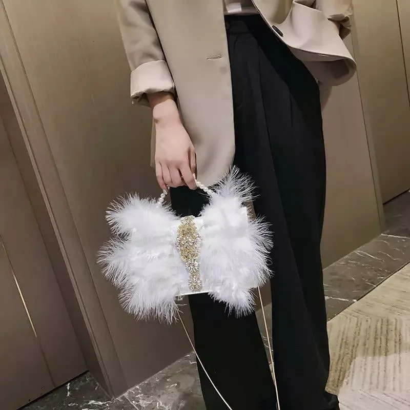 Viola Feather Gatsby Clutch Crossbody Bag