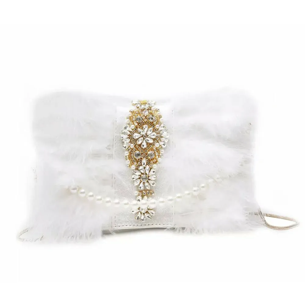 Viola Feather Gatsby Clutch Crossbody Bag