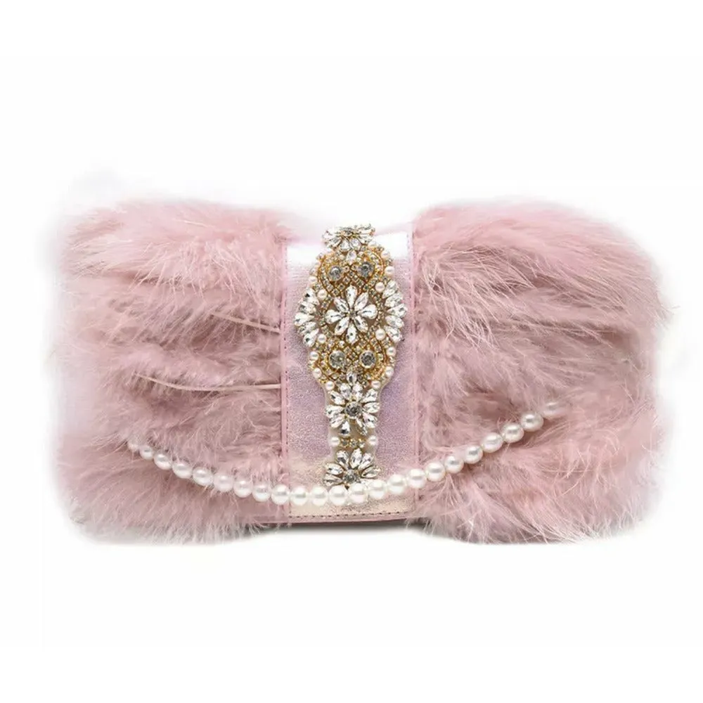 Viola Feather Gatsby Clutch Crossbody Bag