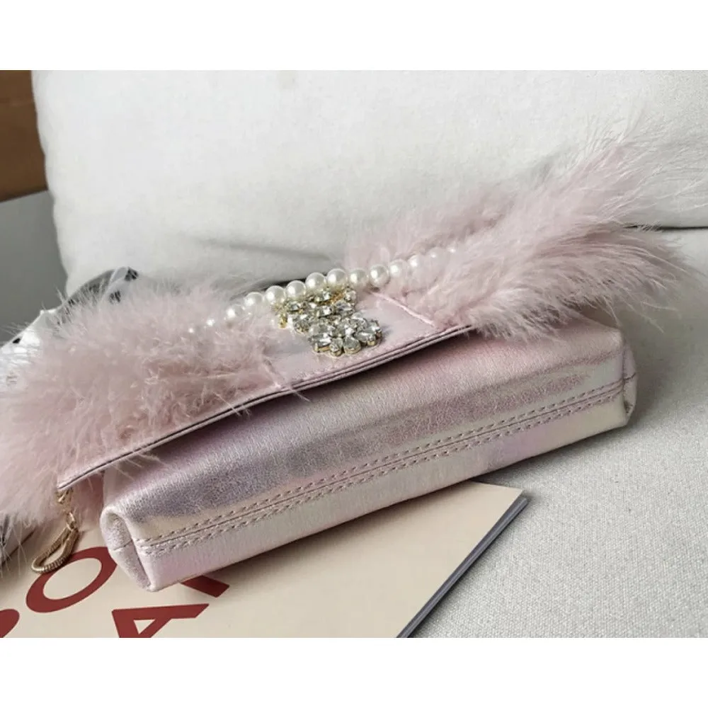 Viola Feather Gatsby Clutch Crossbody Bag